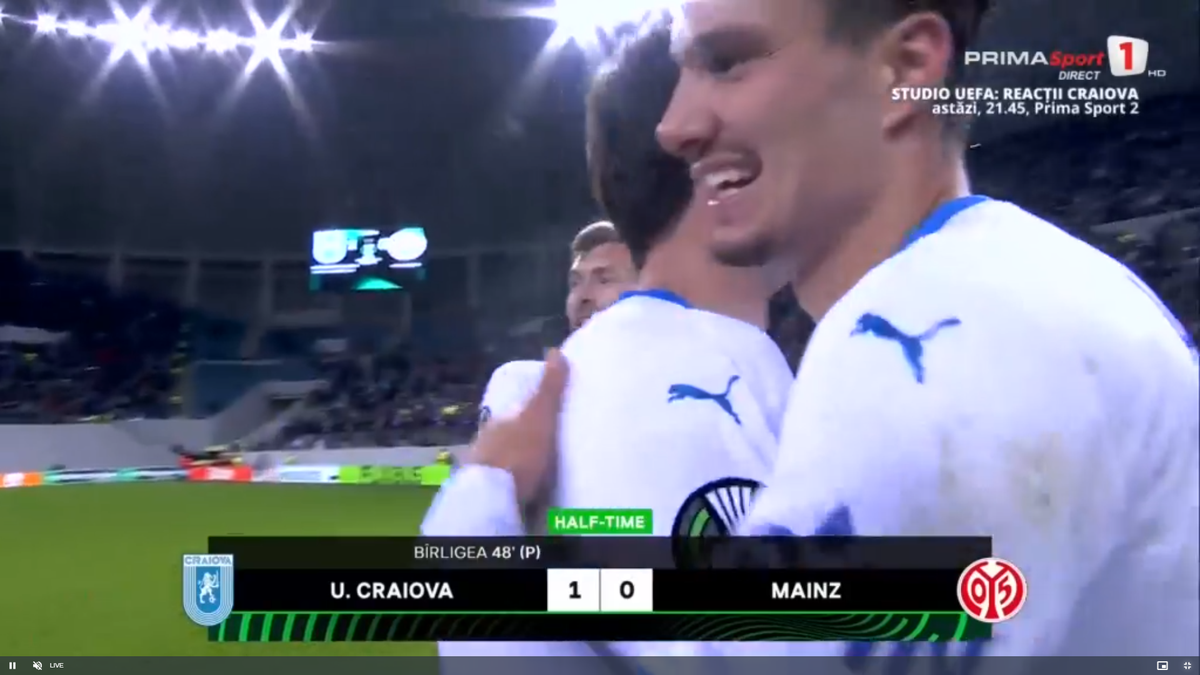 „Șoc” pentru fanii FCSB :) » Ce a apărut pe grafica TV în dreptul marcatorului de la Craiova - Mainz