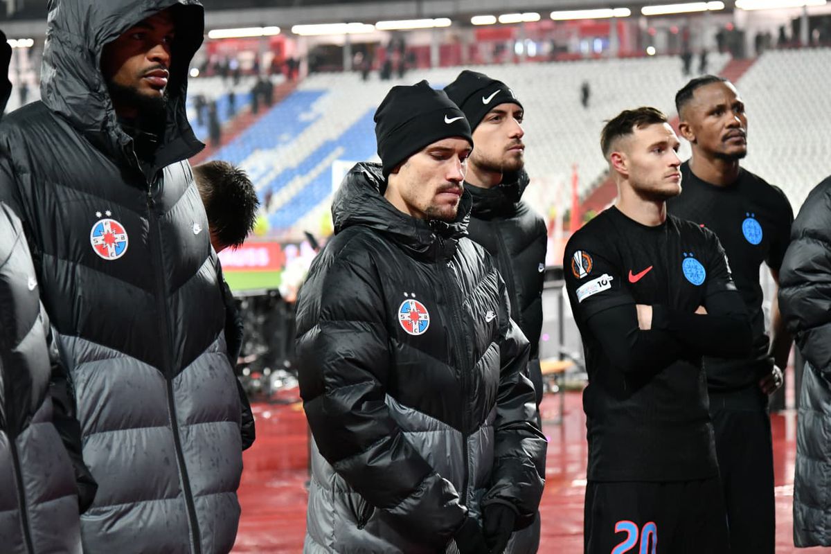 Imagini de la finalul meciului Steaua Roșie - FCSB
