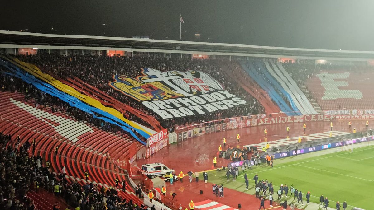 Scenografia sârbilor la Steaua Roșie - FCSB