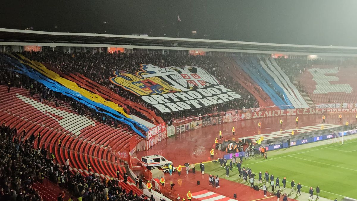 Scenografia sârbilor la Steaua Roșie - FCSB
