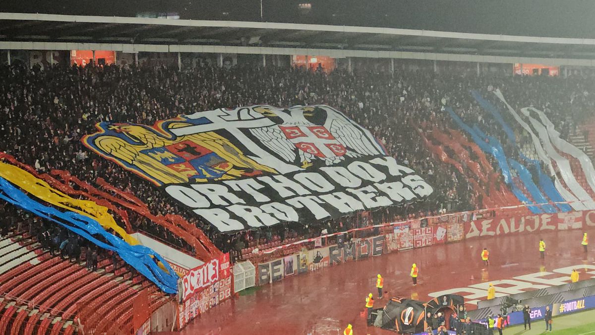 Scenografia sârbilor la Steaua Roșie - FCSB