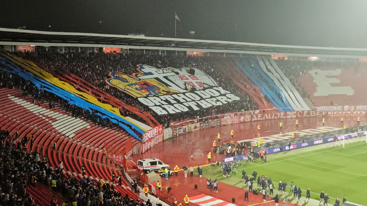 Scenografia sârbilor la Steaua Roșie - FCSB