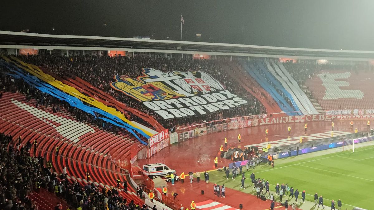 Scenografia sârbilor la Steaua Roșie - FCSB