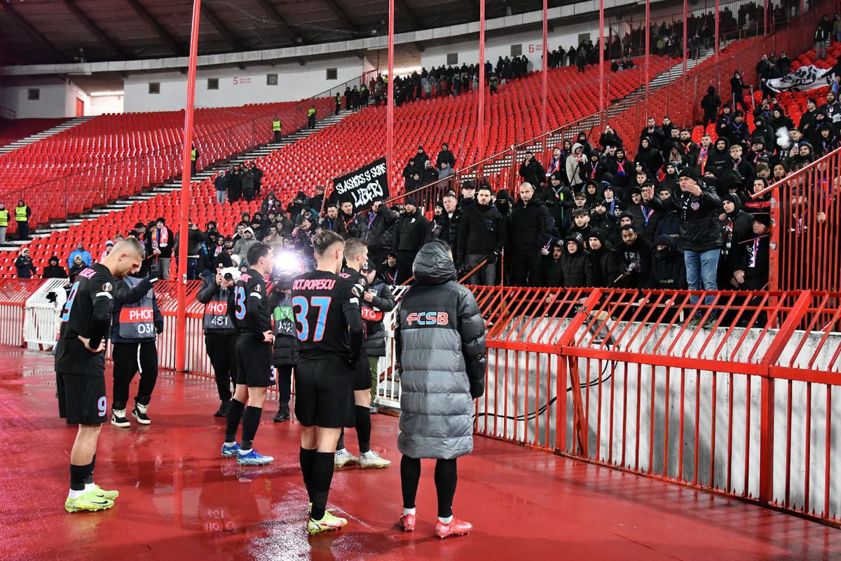Imagini de la finalul meciului Steaua Roșie - FCSB