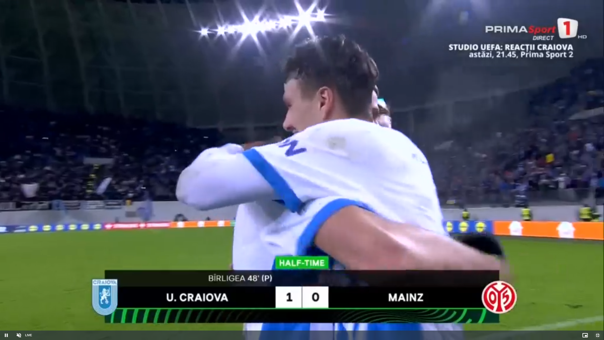 „Șoc” pentru fanii FCSB :) » Ce a apărut pe grafica TV în dreptul marcatorului de la Craiova - Mainz