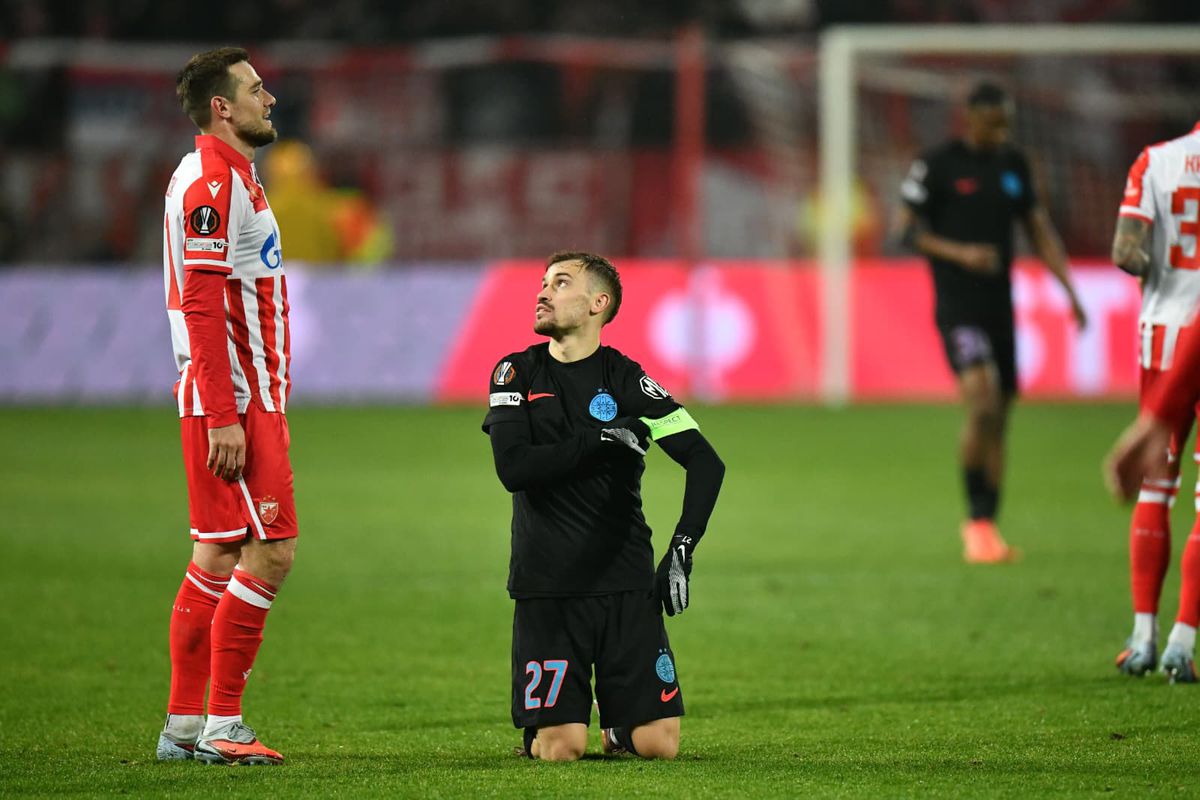 Imagini de la finalul meciului Steaua Roșie - FCSB