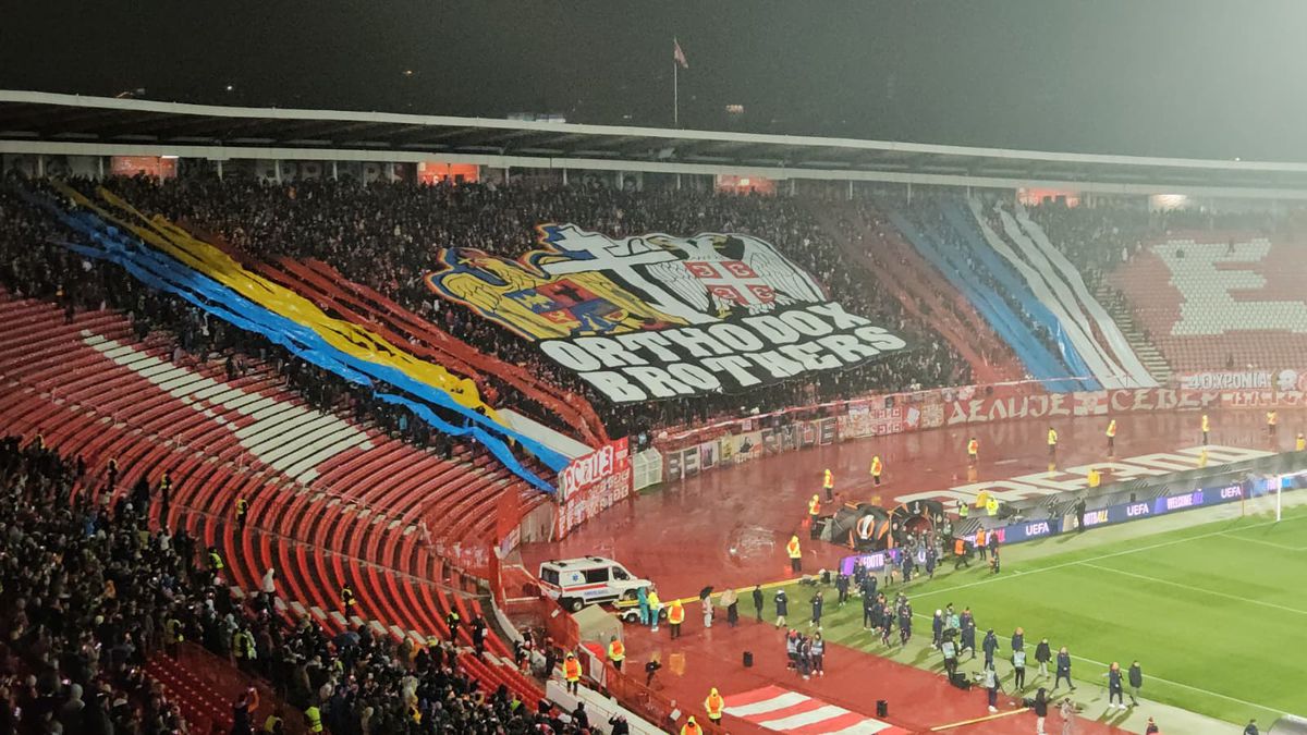 Scenografia sârbilor la Steaua Roșie - FCSB