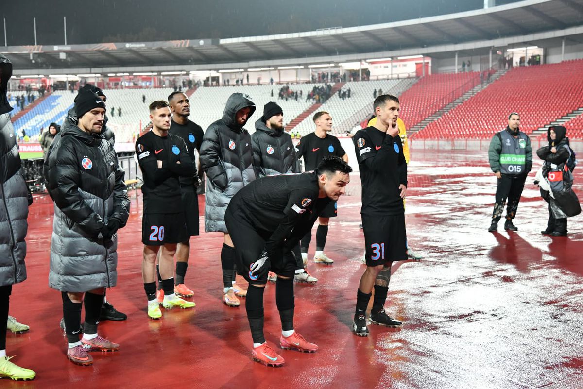 Imagini de la finalul meciului Steaua Roșie - FCSB