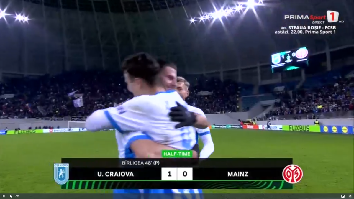 „Șoc” pentru fanii FCSB :) » Ce a apărut pe grafica TV în dreptul marcatorului de la Craiova - Mainz