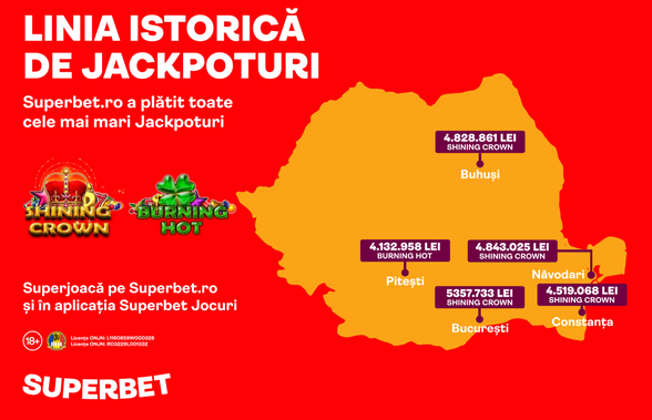 Top 5 Jackpoturi în 2021 sunt 100% Superbet! Acum, Jackpot de +6 milioane lei de câștigat!