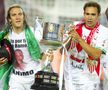 Diego Capel de la FC Sevilla (stânga) sărbătorește alături de Lolo, pe Camp Nou, câștigarea Cupei Regelui în fața lui Atletico Madrid, în 2010, scor 2-0. Foto: Guliver/GettyImages
