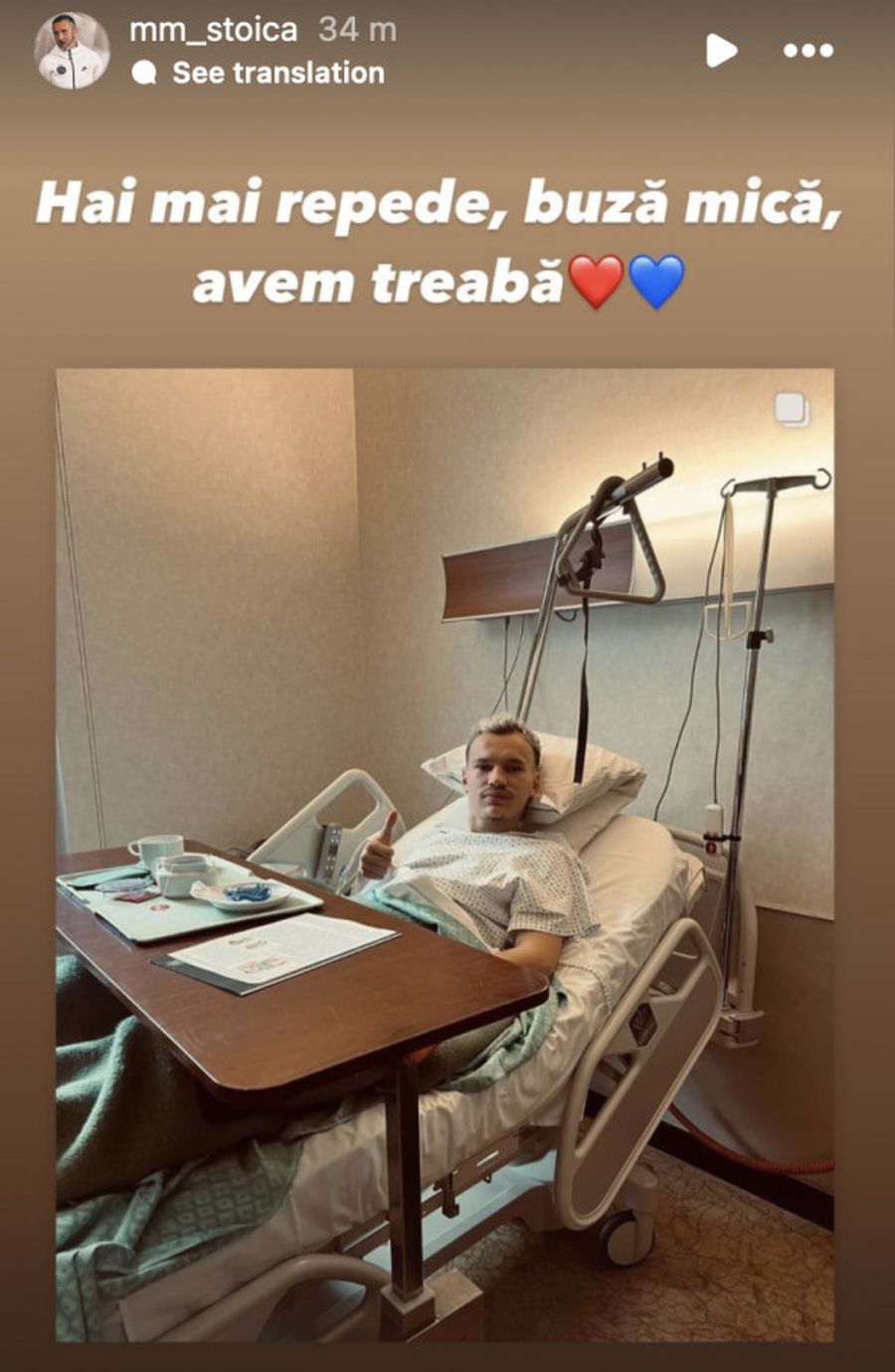 Alexandru Pantea, mesaj de pe patul de spital după operație »  Mihai Stoica: „Hai mai repede, buză mică!”