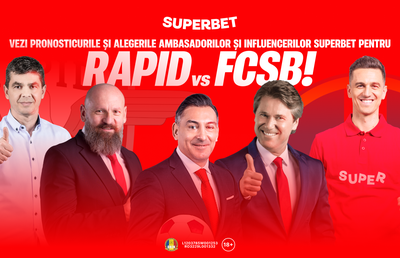 Meciul lui Șumudică sau al lui Charalambous? Vezi pronosticurile Ambasadorilor și Influencerilor Superbet pentru Rapid - FCSB!