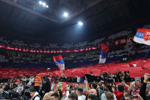 Atmosferă incredibilă în Arena Belgrad, la meciul dintre Steaua Roșie Belgrad și Zalgiris Kaunas (80-86)/Foto: X (Sport Klub)