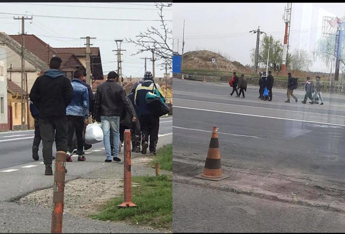 Imagine din lumea reală la Nădlac! Oamenii care intră în țară pe jos sunt duși la gară cu o remorcă trasă de un tractor, dezinfectată după cursă