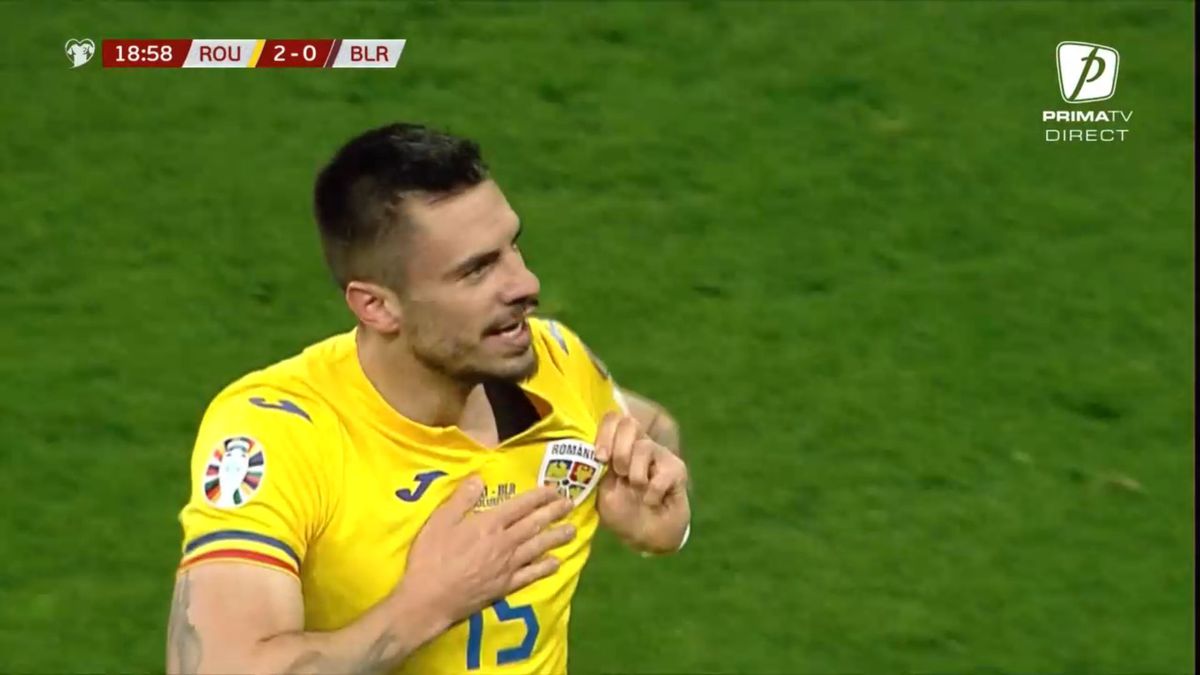Explozie de bucurie! Gesturile lui Andrei Burcă, după ce a reușit primul gol la echipa națională