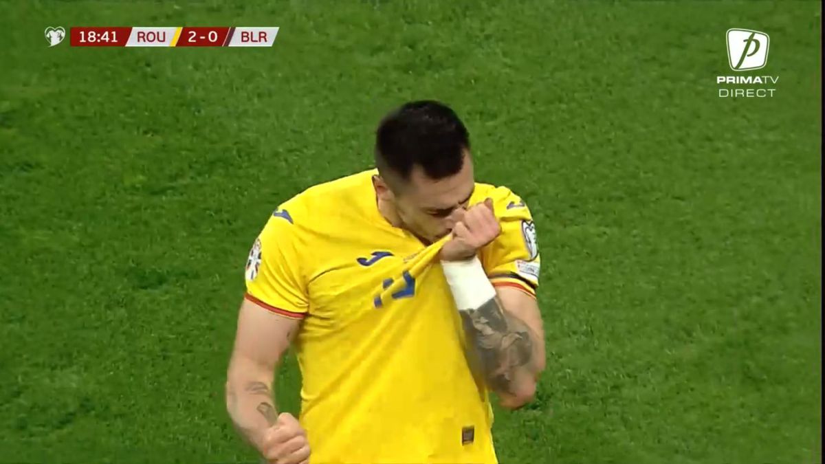 Explozie de bucurie! Gesturile lui Andrei Burcă, după ce a reușit primul gol la echipa națională