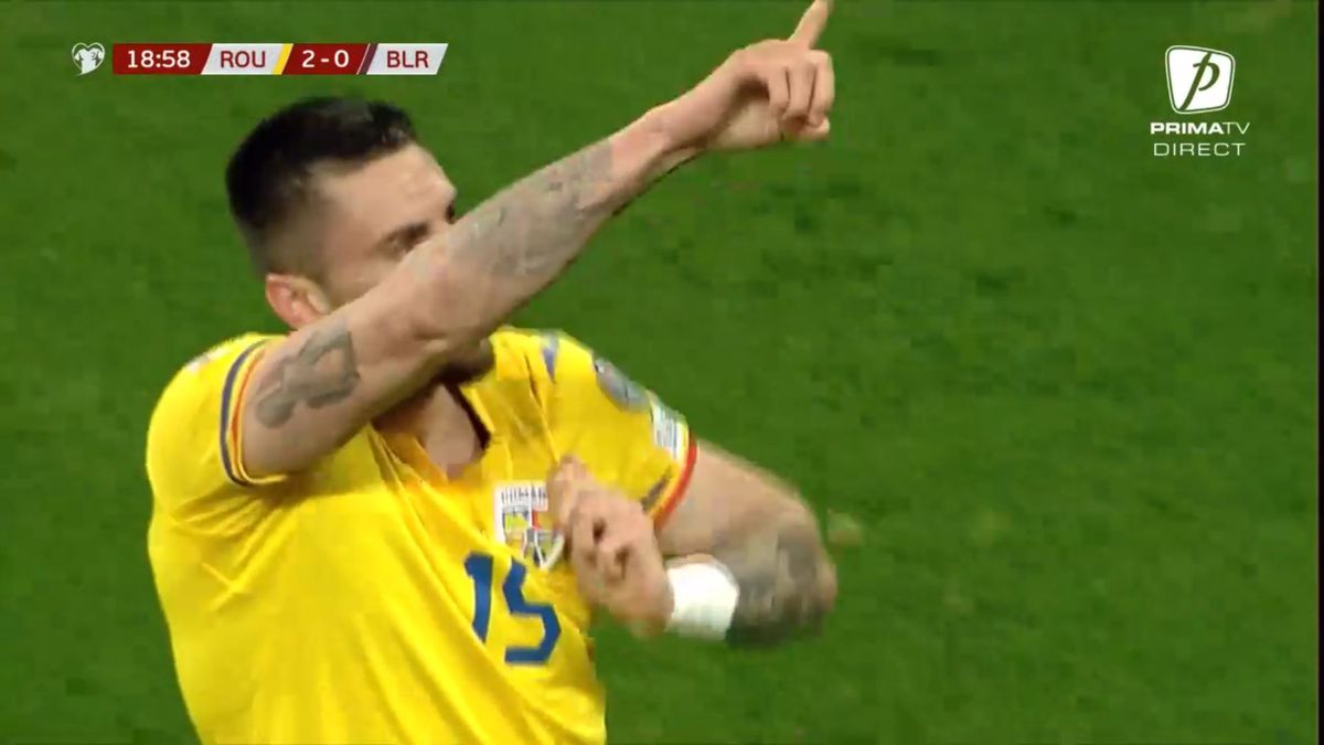 Explozie de bucurie! Gesturile lui Andrei Burcă, după ce a reușit primul gol la echipa națională