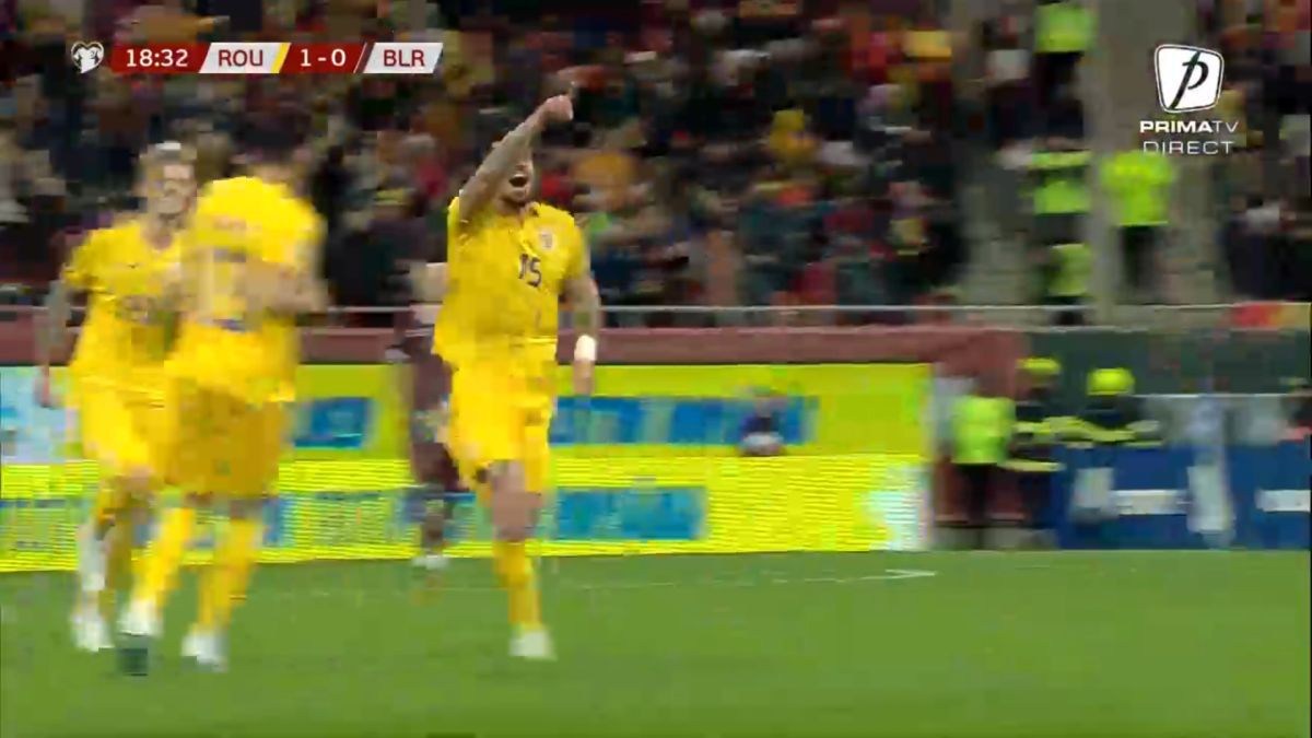 Explozie de bucurie! Gesturile lui Andrei Burcă, după ce a reușit primul gol la echipa națională
