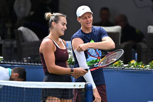 Aryna Sabalenka și Jannik Sinner la un antrenament FOTO Imago Images