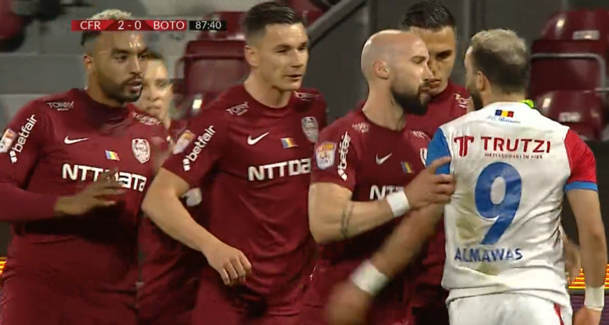 Încăierare generală în CFR - Botoșani: 2 fotbaliști au văzut direct cartonașul roșu, pentru gesturi brutale