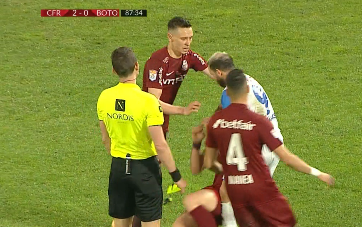 Încăierare generală în CFR - Botoșani: 2 fotbaliști au văzut direct cartonașul roșu, pentru gesturi brutale