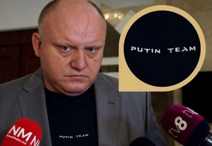 Vasile Bolea și tricoul controversat prin care-și manifestă sprijinul față de Vladimir Putin / Sursă foto: Facebook@ Vitalie Cojocari
