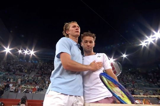 Casper Ruud (dreapta) și Sebastian Korda (stânga), duel la Mutua Madrid Open/Foto: X