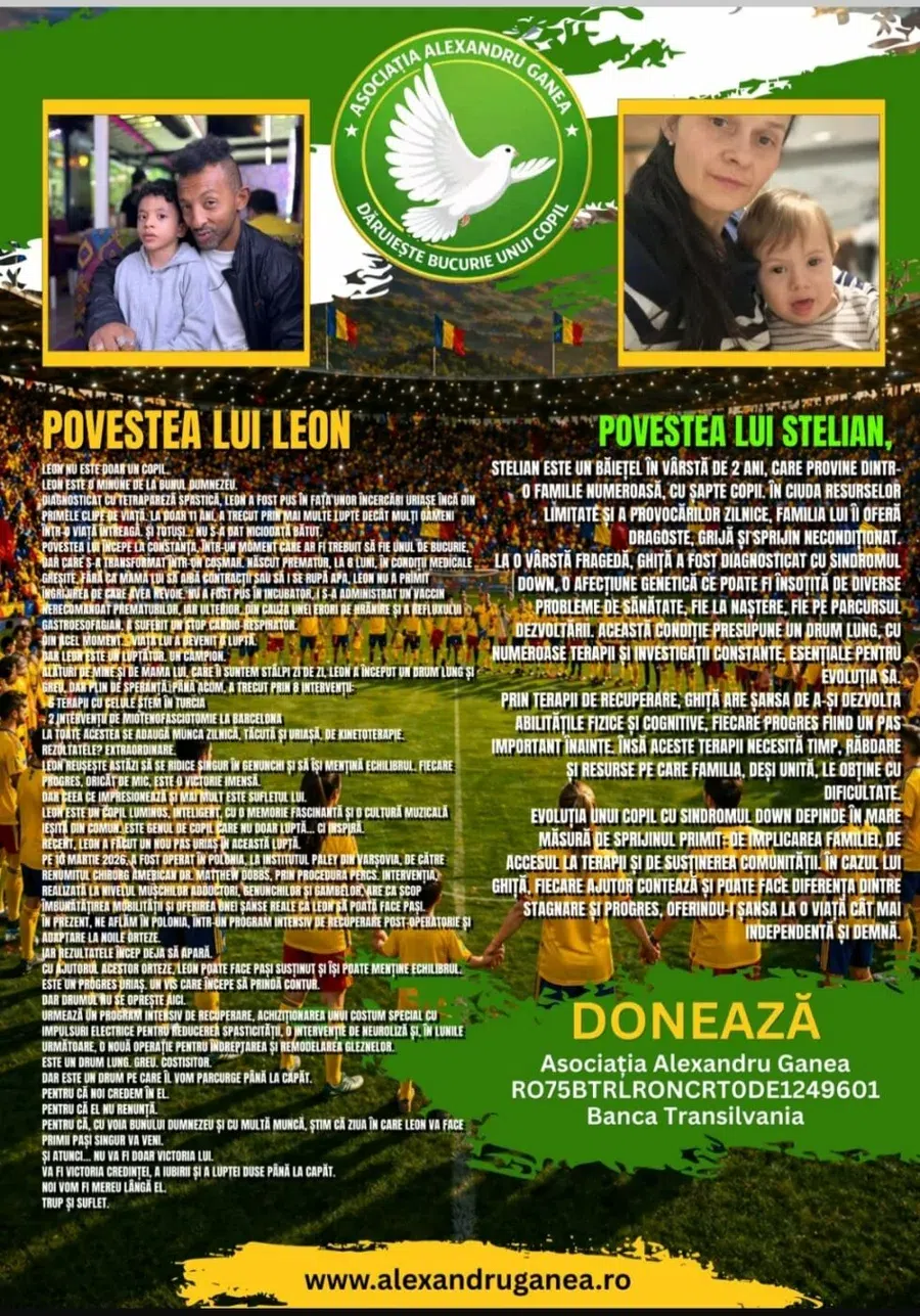 În memoria fiului său, Alexandru, decedat anul trecut, Ionel Ganea organizează încă un meci caritabil