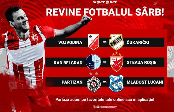 Începe prima ligă din Serbia, campionatul care va permite accesul fanilor pe stadioane din 1 iunie