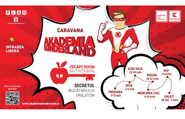 Începe Caravana Akademia Kinderland 2025: copiii descoperă „Secretul bucătarului vrăjitor” într-un escape room nutrițional