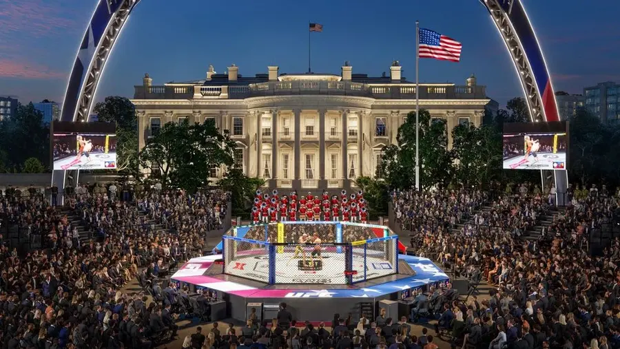 Cum ar urma să arate cușca din fața Casei Albe / foto: X O cușcă de UFC, ridicată la Casa Albă » Pregătiri pentru evenimentul care va avea loc de ziua lui Donald Trump