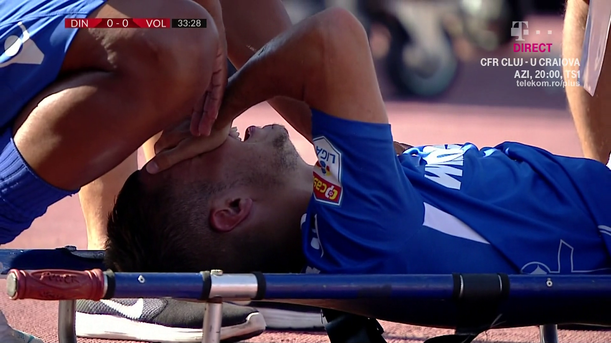 DINAMO - VOLUNTARI. FOTO A părăsit terenul în lacrimi după o lovitură dureroasă, fără minge!