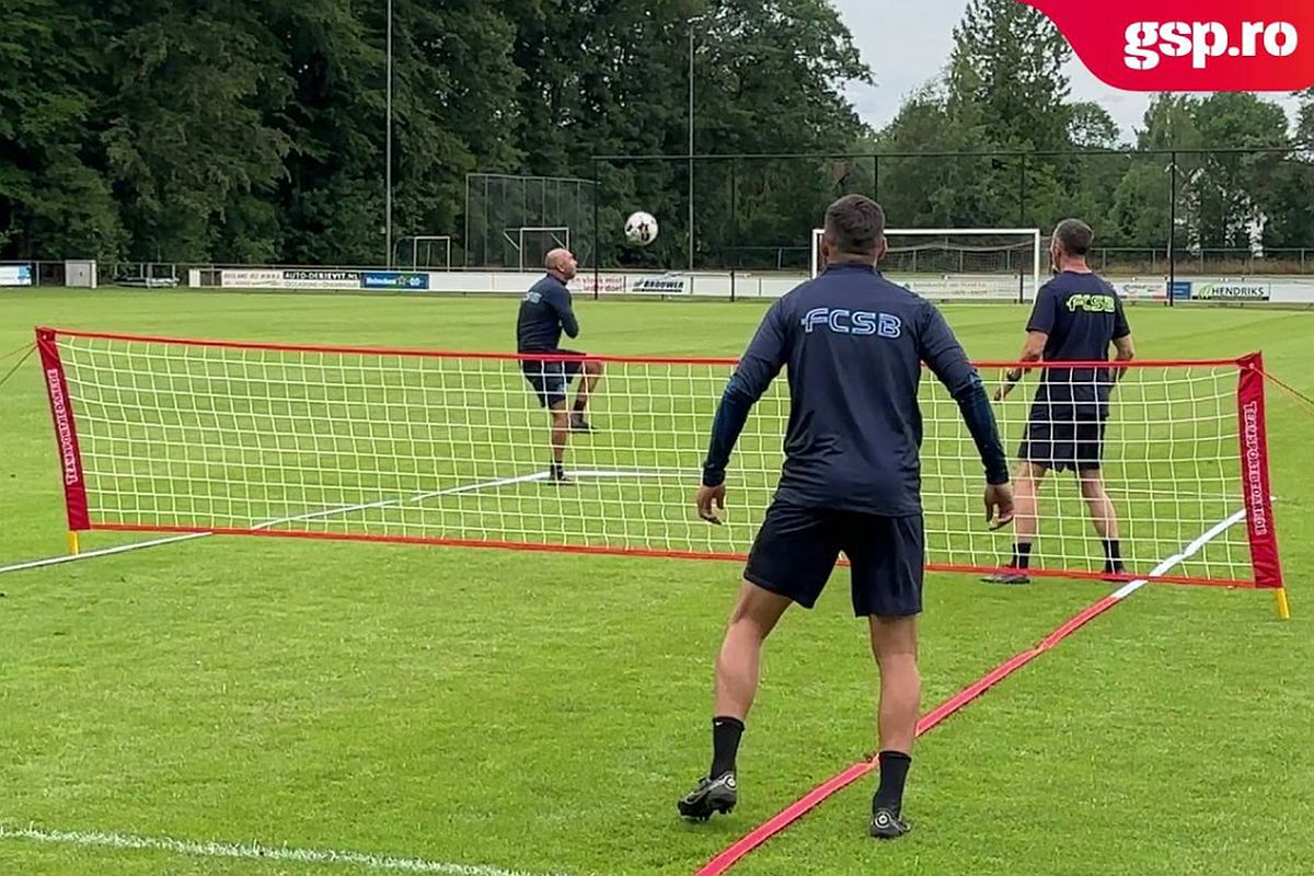 „Să consemnați cu exactitate cine a câștigat!” » SHOW cu MM, Charalabous și Mache la fotbal-tenis, în cantonamentul FCSB