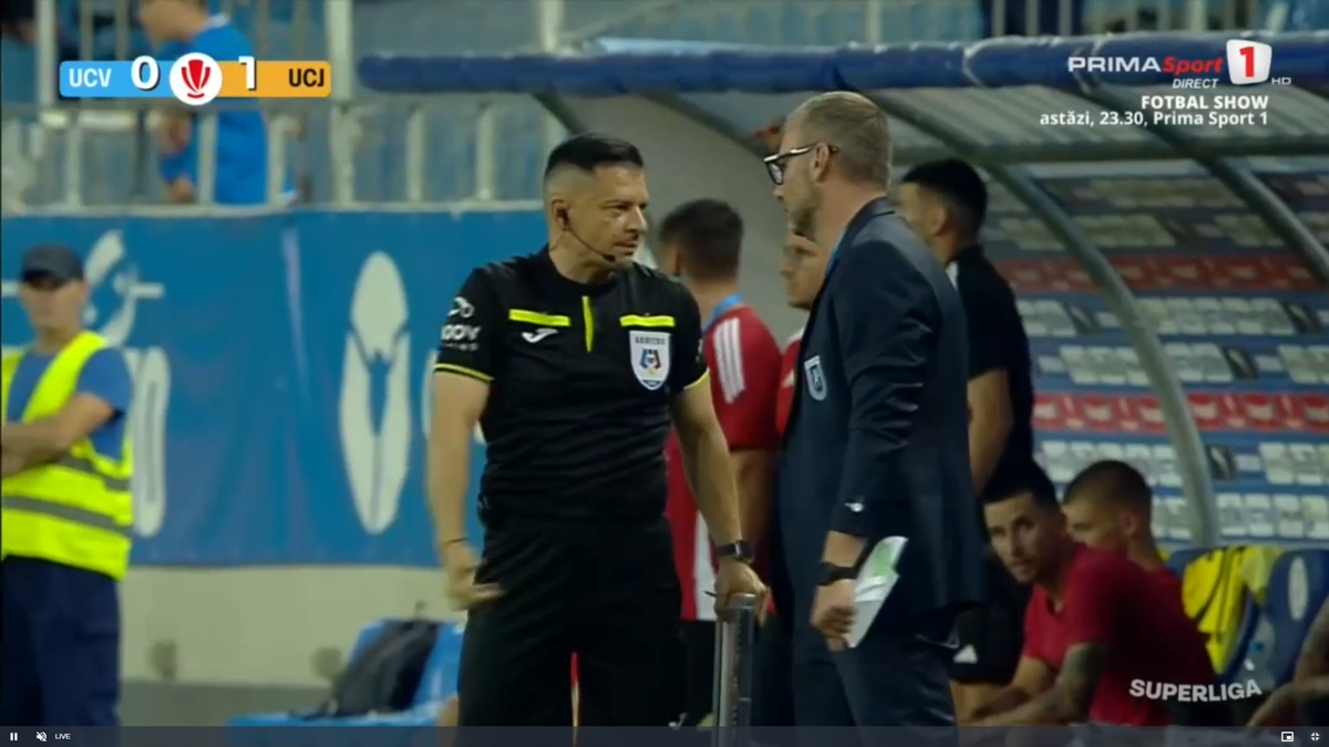 Mihai Rotaru a intrat în direct după Craiova - U Cluj și a început să vorbească în limba arabă: „Shabab”