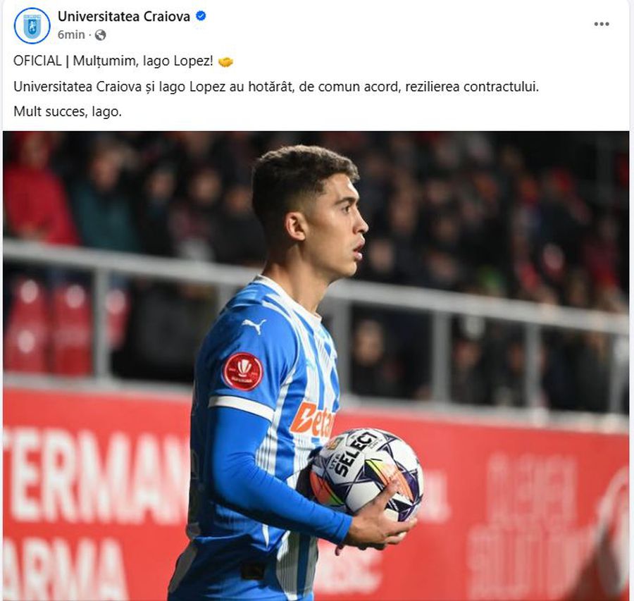 Sursă foto: Facebook Universitatea Craiova Încă o plecare de la Universitatea Craiova: „Mult succes!”