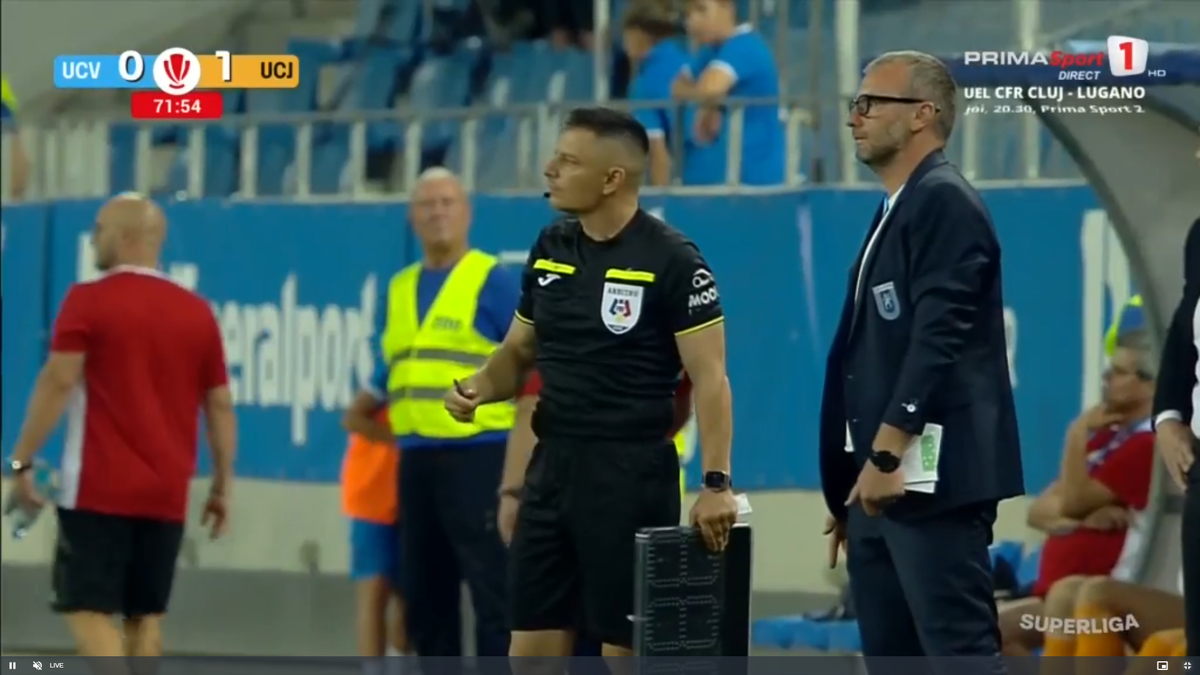 Mihai Rotaru a intrat în direct după Craiova - U Cluj și a început să vorbească în limba arabă: „Shabab”