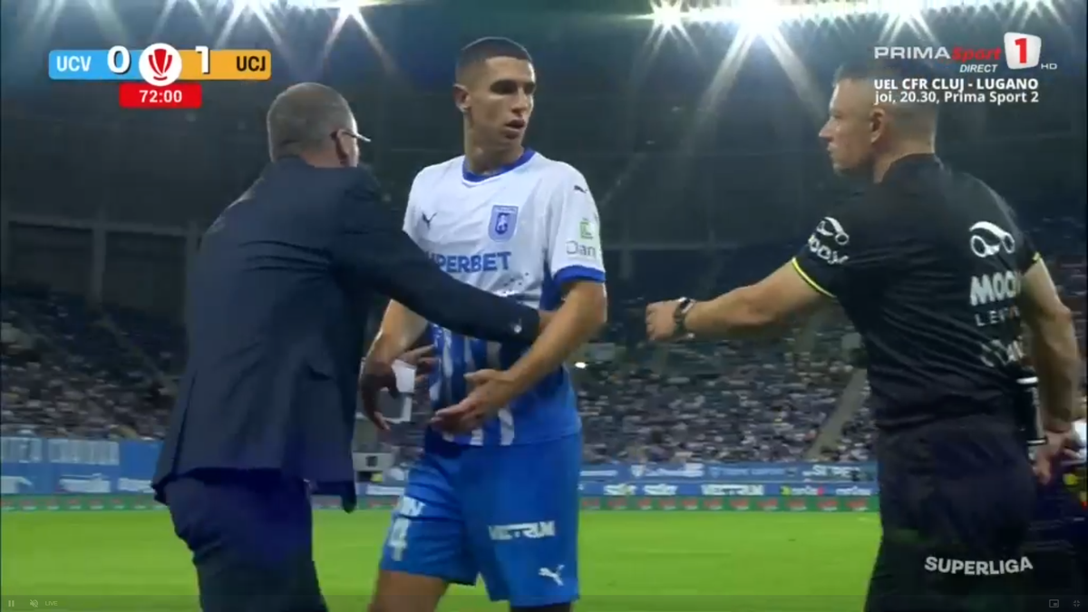 Mihai Rotaru a intrat în direct după Craiova - U Cluj și a început să vorbească în limba arabă: „Shabab”