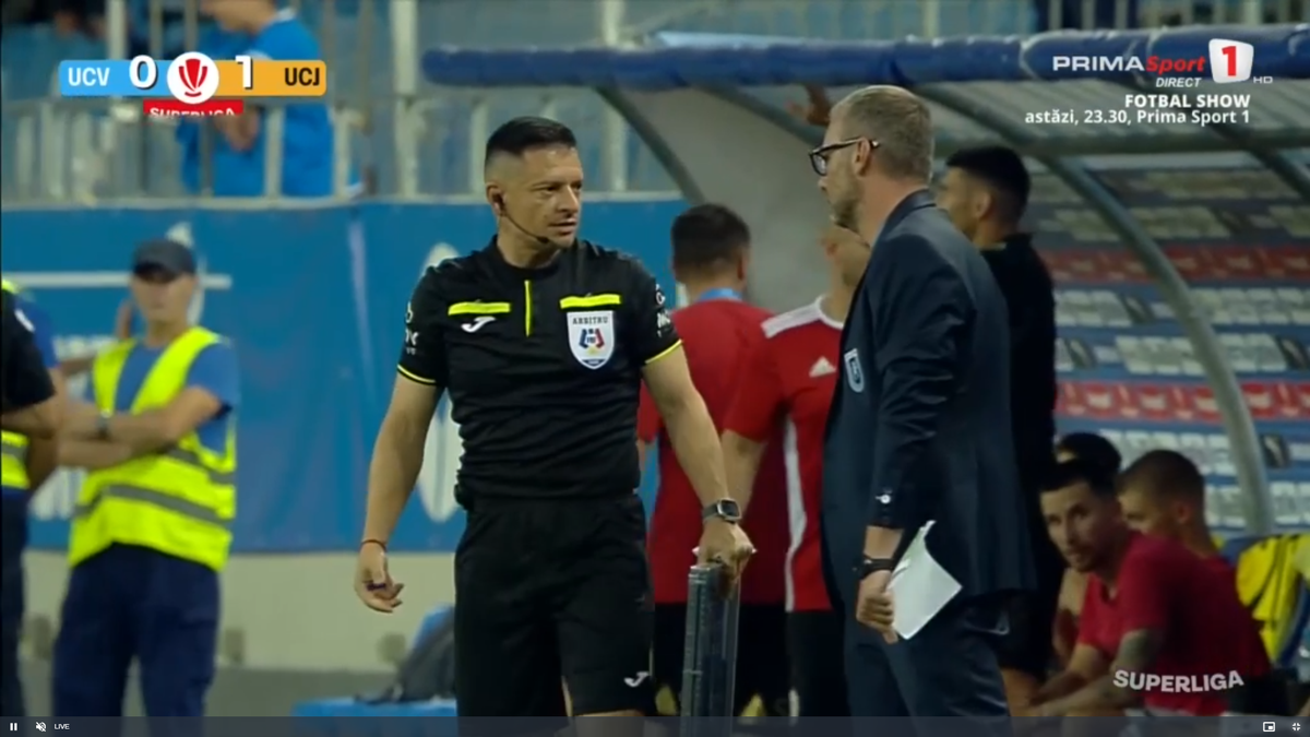 Mihai Rotaru a intrat în direct după Craiova - U Cluj și a început să vorbească în limba arabă: „Shabab”