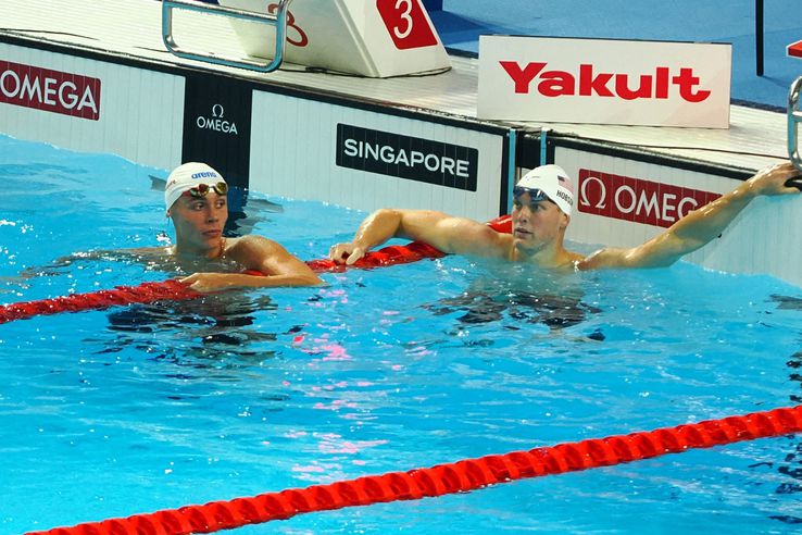 David Popovici, după seriile la 200 m liber în bazinul din Singapore / FOTO: Roxana Fleșeru (GSP.ro)