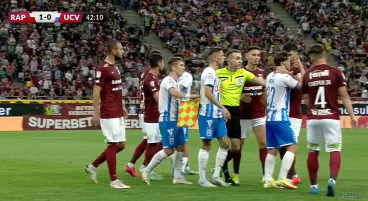 Roșu în derby » Claudiu Belu, eliminat în finalul primei reprize + nervi întinși la maximum pe Arena Națională