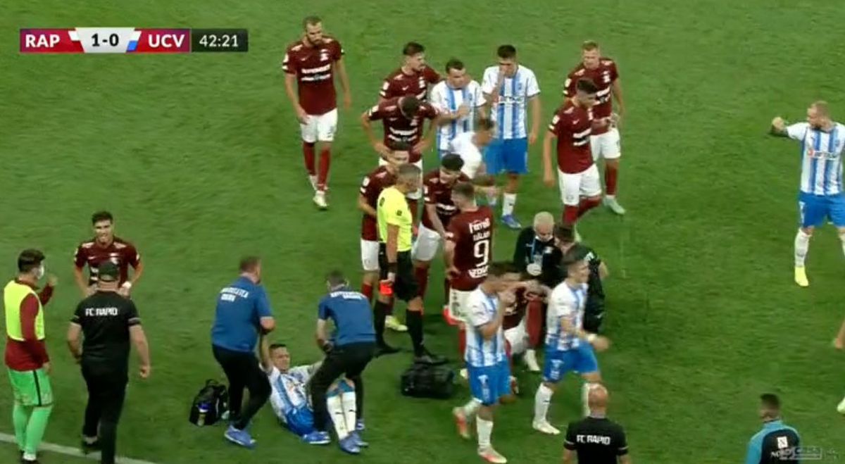 Roșu în derby » Claudiu Belu, eliminat în finalul primei reprize + nervi întinși la maximum pe Arena Națională