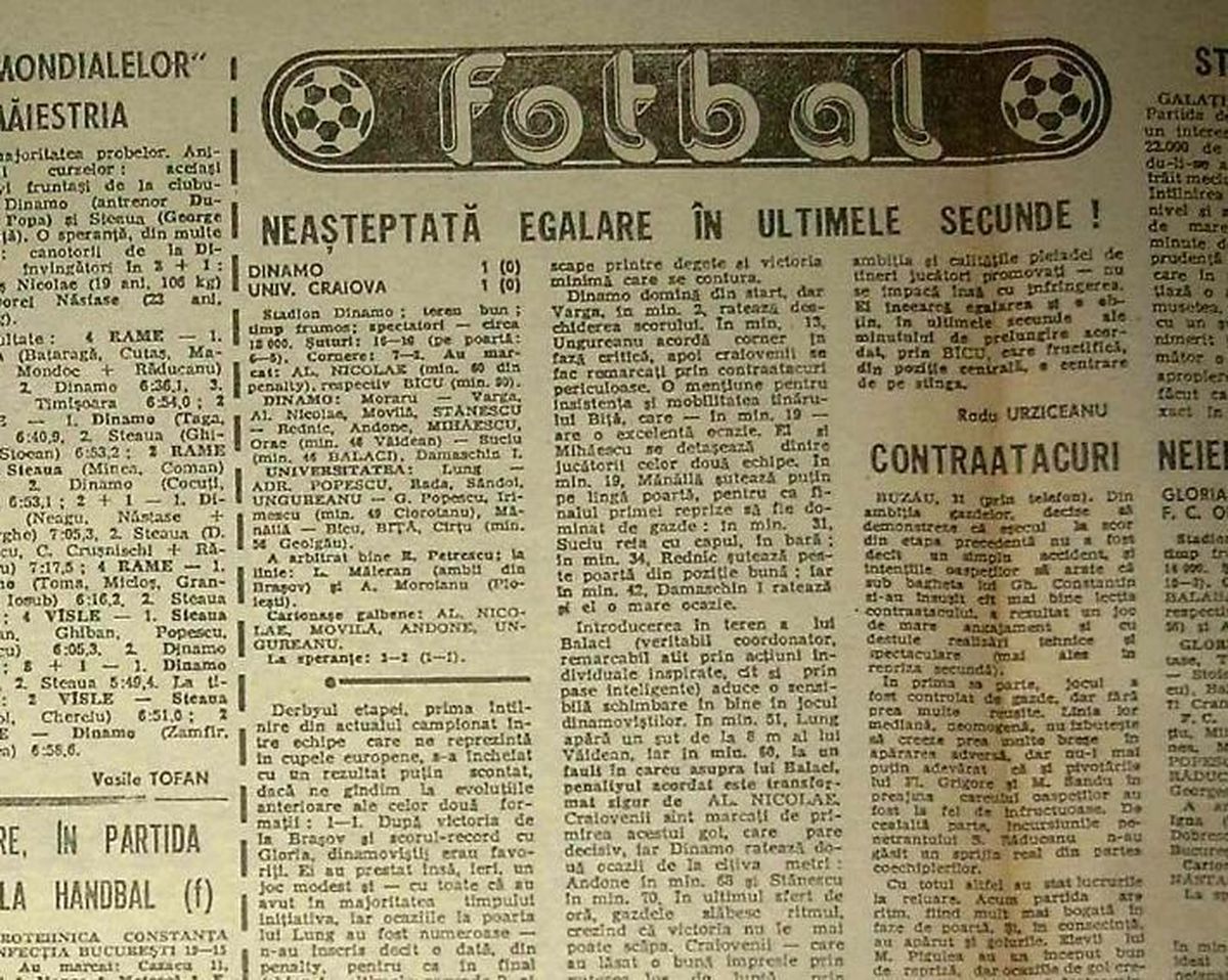 36 de ani de la transferul care a îndoliat Oltenia: Balaci la Dinamo! A vrut să se răzbune pe Craiova, dar a marcat un singur gol și a bifat o rușine istorică