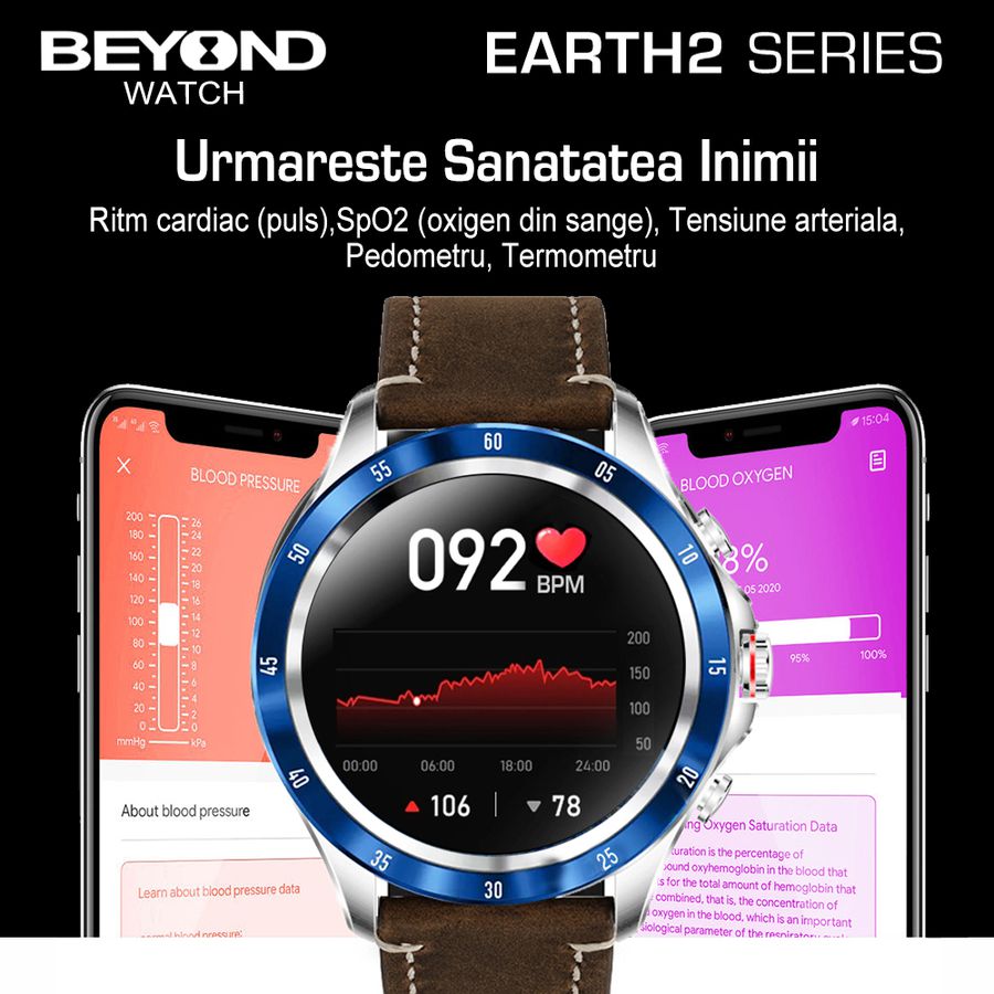 BEYOND Watch EARTH2: Un smartwatch elegant cu funcții avansate de sănătate și conectivitate