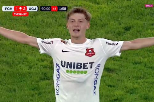 Oroian a înscris golul de 2-2 în Hermannstadt - U Cluj // sursă foto: captură DigiSport
