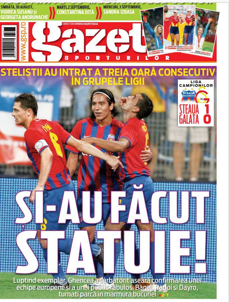 Prima pagină din Gazeta Sporturilor, după FCSB - Galatasaray