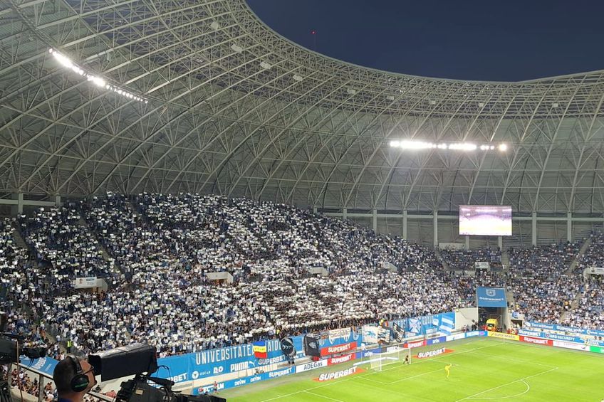 Suporterii oltenilor, coregrafie ȘOCANTĂ, înainte de Universitatea Craiova - Istanbul Bașakșehir: „F**k UEFA!”