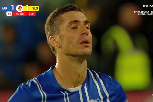 Ionuț Larie, în Farul - Unirea Slobozia. FOTO: captură Prima Sport 1