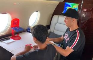 VIDEO Cristiano Ronaldo nu are limite! A celebrat fără milă în fața fiului său, Cristiano jr, după ce l-a bătut la minibaschet