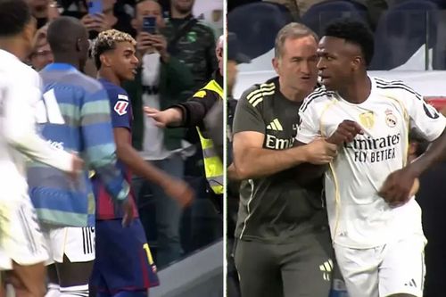 Lamine Yamal (stânga) și Vinicius au fost la un pas de bătaie / Foto: captură